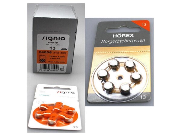 Signia 13er Hörgeräte Batterien 60 Stück +12 Testbatterien von Hörex