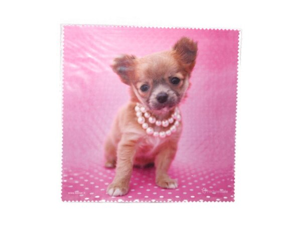 Mikrofasertuch &quot;Hund mit Perlenkette Pink&quot;  Gr&ouml;&szlig;e 18,5*18,5 cm von La Kelnet