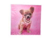 Mikrofasertuch &quot;Hund mit Perlenkette Pink&quot;  Gr&ouml;&szlig;e 18,5*18,5 cm von La Kelnet