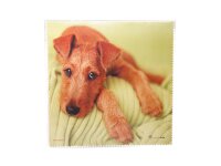 Mikrofasertuch &quot;Irish Terrier auf Gr&uuml;ner Decke&quot;  Gr&ouml;&szlig;e 18,5*18,5 cm von La Kelnet