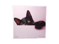 Mikrofasertuch &quot;Schwarze Katze rosa Hintergrund&quot;  Gr&ouml;&szlig;e 18,5*18,5 cm von La Kelnet