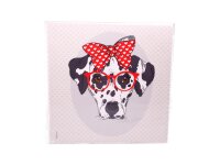 Mikrofasertuch &quot;Hund mit roter Schleife und roter Brille&quot;  Gr&ouml;&szlig;e 18,5*18,5 cm von La Kelnet