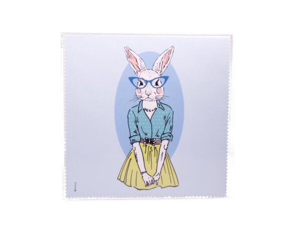 Mikrofasertuch &quot;Hase mit blauer Brille&quot;  Gr&ouml;&szlig;e 18,5*18,5 cm von La Kelnet