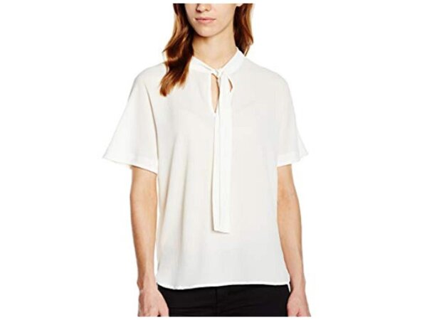 TOM TAILOR Denim Damen Regular Fit Bluse Crepe Blouse w bow/508, Gr. 34 (Herstellergr&ouml;&szlig;e: XS), Elfenbein (Off White 8005)