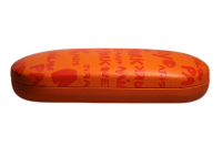 Hartschalen Etui von Optiker Dietrich Orange mit Aufschrift