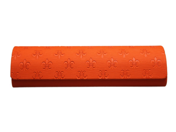 Hartschalen Etui von Optiker Dietrich in Orange mit Blumenmuster