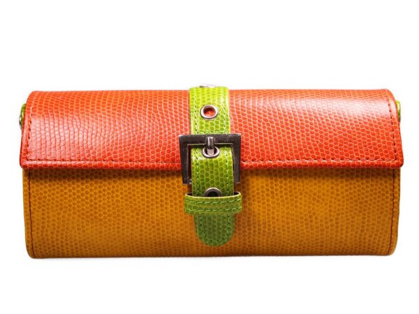 Hartschalen Etui von Optik Dietrich &quot;Clutch in Gr&uuml;n/Gelb/Orange&quot;