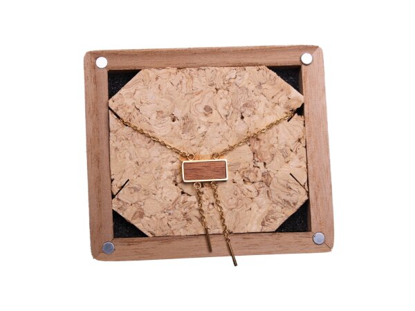Holzkern Kette Walnuss/Gold