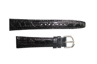 Uhrenband Schwarz Krokodilleder Optik 18 mm