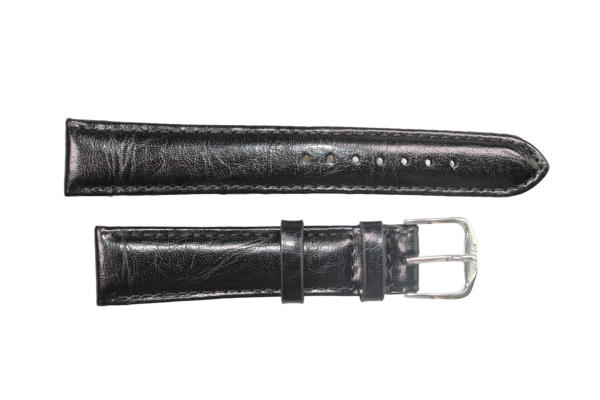Uhrenband Glattleder Schwarz glänzend 18 mm