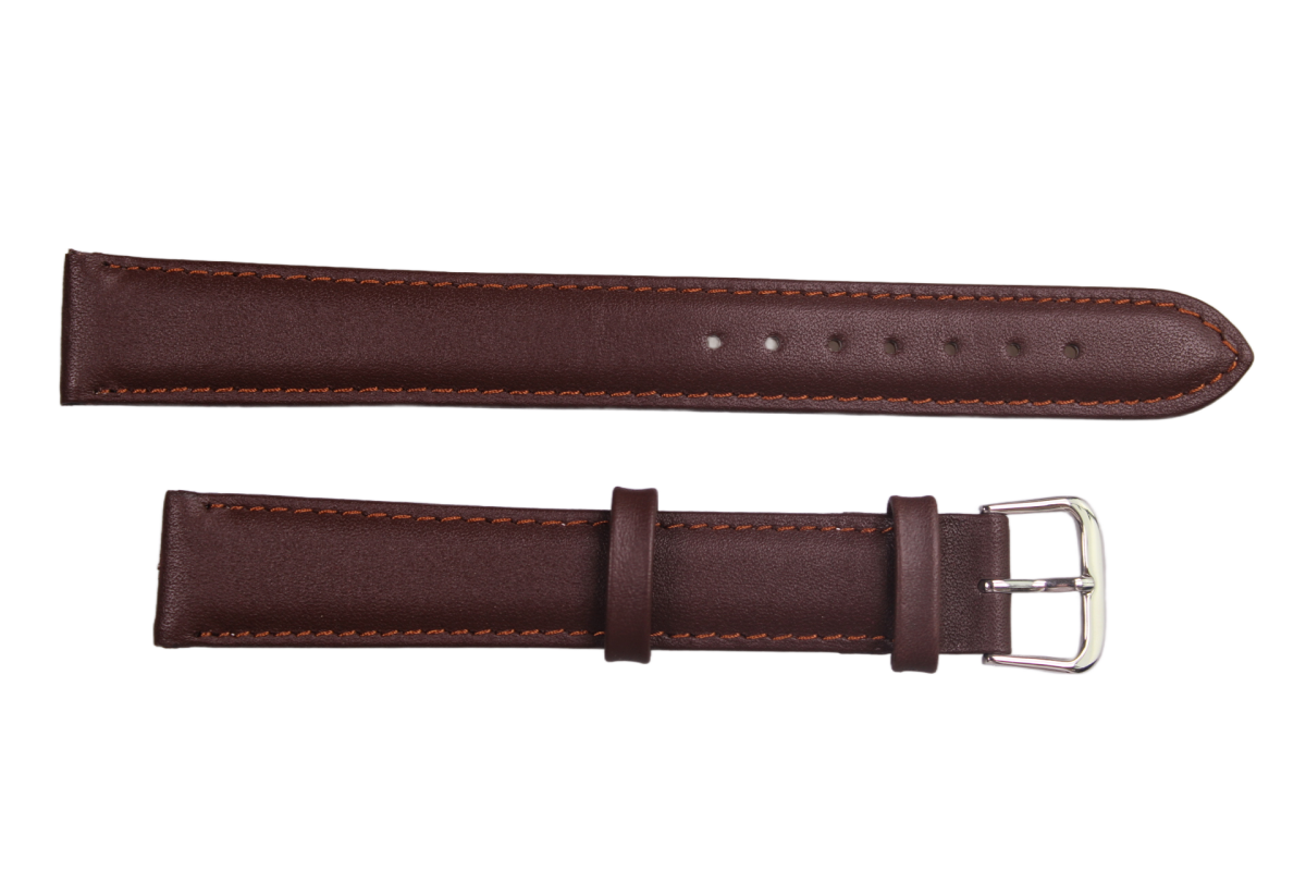 Uhrenlederband Classic Chrono Krokoprägung Braun 18 Mm