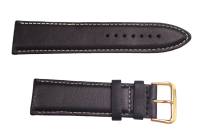 Uhrenband Schwarz mit wei&szlig;er Ziernaht 24 mm