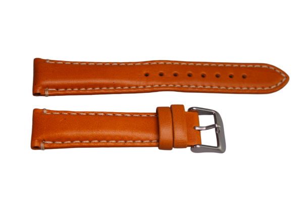 Uhrenband Hellbraun mit weißer Ziernaht 20 mm