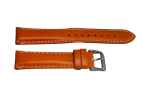Uhrenband Hellbraun mit wei&szlig;er Ziernaht 20 mm