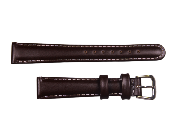 Uhrenband Dunkelbraun mit weißer Ziernaht 14 mm