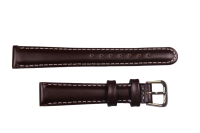 Uhrenband Dunkelbraun mit wei&szlig;er Ziernaht 14 mm