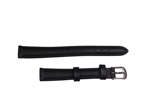 Uhrenband Glattleder Schwarz 12 mm