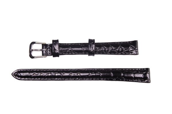 Uhrenband aus Leder in Lackschwarz 12 mm