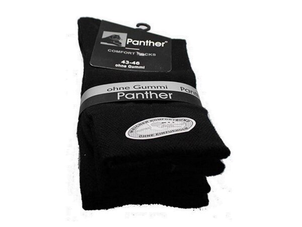 Panther Herren Socken Doppelpack ohne Gummi (43-46, schwarz)