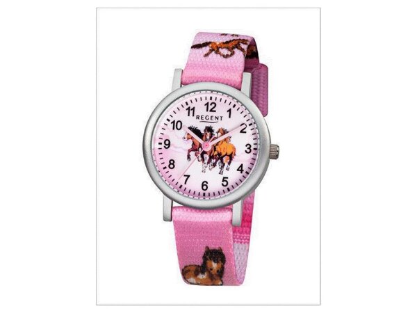Regent 12400223&nbsp;&ndash;&nbsp;Armbanduhr, Armband aus Stoff Farbe Pink