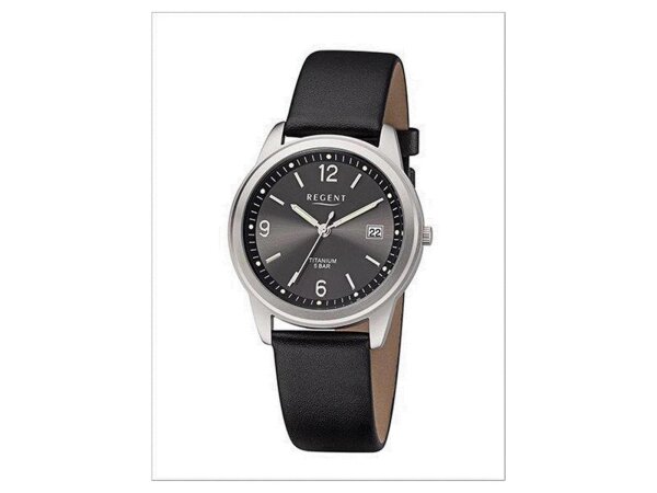 Regent Herren-Armbanduhr XL Analog Quarz Leder 11190096