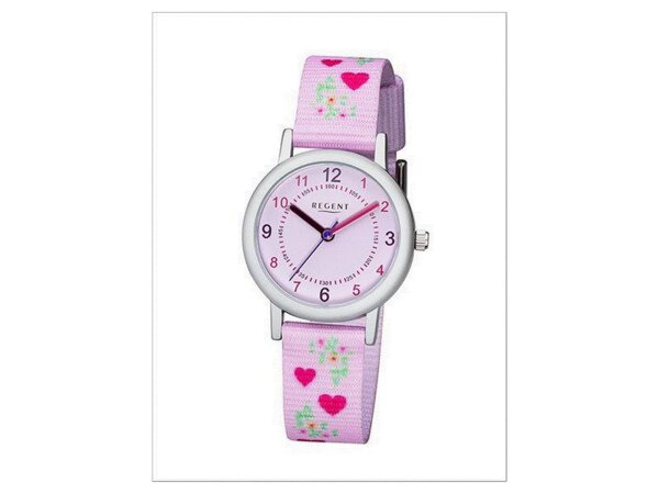 Regent Kinder-Armbanduhr Elegant Analog Textil Stoff-Armband lila rosa Quarz-Uhr Ziffernblatt lila rosa URF1129