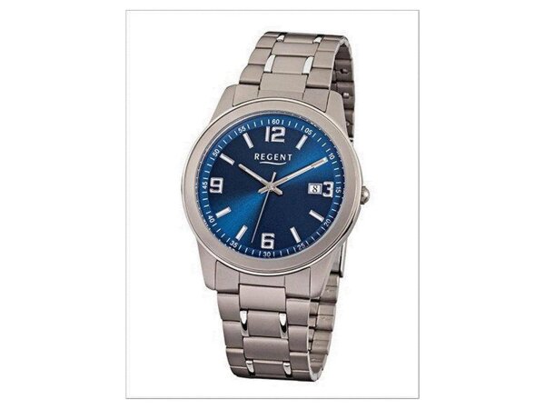 Herren-Uhr Regent mit Titan (Metall)-Armband grau silber Titan (Metall)-Geh&auml;use grau silber Quarzwerk D2URF840