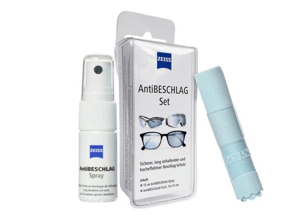 ZEISS AntiBESCHLAG Set (Spray 15ml + Tuch), effektiver Schutz vor beschlagenden Brillengl&auml;sern